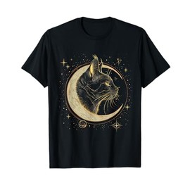 Cat Crescent Moon Gothic Witchy Black Cat Lover T-Shirt