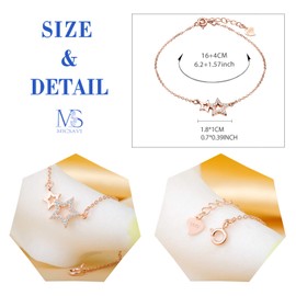 MICSAVI Women's Bracelet Stars 925 Sterling Silver with White Zirconia Rose Gold