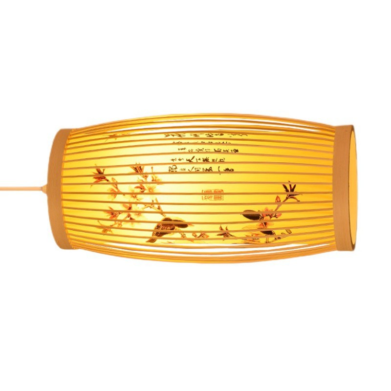 Woven Pendant Light Chinese Japanese Style Retro Rattan Lampshade Pendant