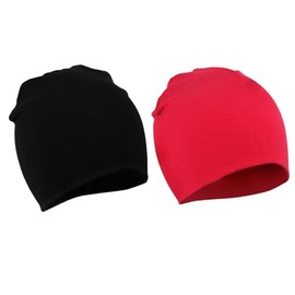 WYMAODAN Baby Beret Hat, Two Soft Double Cute Hats Made of Autumn and Winter Cotton, Suitable for Boys and Girls Aged 1 to 3 Years, Black+red