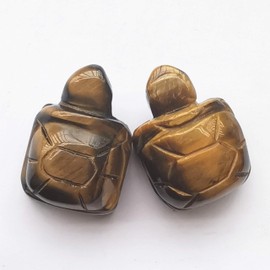 Gemgogo Tiger's Eye Crystal Turtle Statue, 1.5 Inches Room Decor Natural Crystals and Healing Stones Gemstone Figurines, 2 Pcs