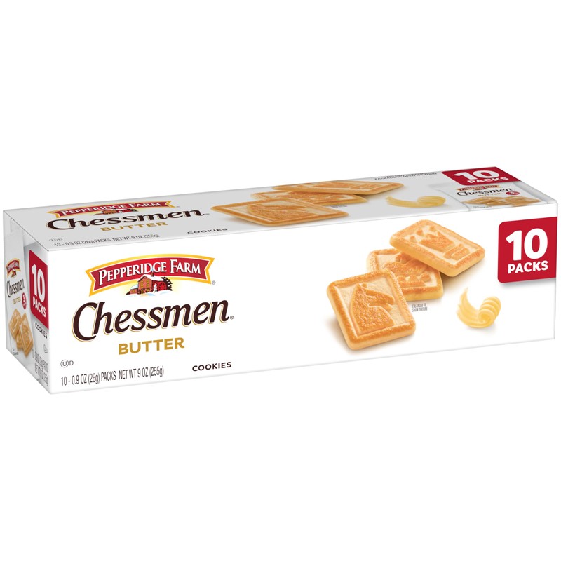 Pepperidge Farm Chessmen Butter Cookies, 0.9 Oz Snack Pack, 10