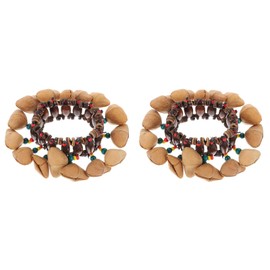 Milisten Tambora Dominicana 2 Pack African Nut Shell Bracelet Musical Instrument Handbell African Nut Bell Bracelet Bracelet, Musical Instrument Drum Bell Bracelet Assorted Color