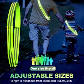 Reflective Running Gear, Reflective Sash Adjustable High Vis Running Vest with Storage Bag Reflective High Vis Straps with 2 Wristbands for Jogging Biking Cycling Night Safety(With Storage Bag)