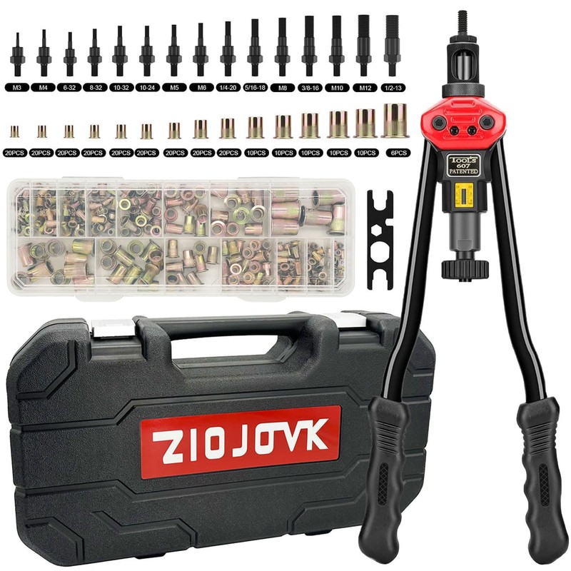 ZIOJOVK 16-Inch Rivet Nut Tool Rivet Nut Kit, with15 Metric