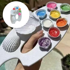 Paleta de mezcla de artistas con gran pozo de mezcla, tablero de pintura de mano impreso en 3D para bocetos y uso artístico, bandeja de artista, tablero de pintura de mano, paleta de acuarela, gouache