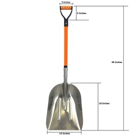 Ashman Aluminium 48 inch Snow Shovel with Large Head and Durable Handle. (Scoop Shovel, 1 Pack).