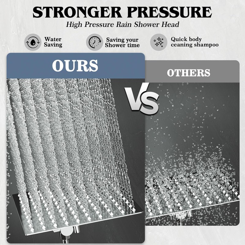 12 Inch Shower Head, Rain Shower Head with Adustable Extension