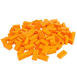 Minizfigs 2x4 Classic Bricks Building Toys 100 PCS: Kids Classroom Must Haves, Basic Bulk Blocks Pieces STEM Learning City, Perfect for Young Builders Creative Building Toy Set for Boys Girls | Orange