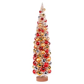 Vickerman 24" Vintage Tabletop Frosted Gold Artificial Christmas Tree, Red, Gold, Silver Ornament - Faux Christmas Tree - Seasonal Indoor Home Decor