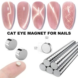 100pcs 5×3mm Round Mini Magnets for Acrylic Nail Clippers, Multi-Use Neodymium Magnet for Measuring Artificial Nail Length, Cat Eye Nail Art, Fridge Magnets, Crafts, Office Supplies