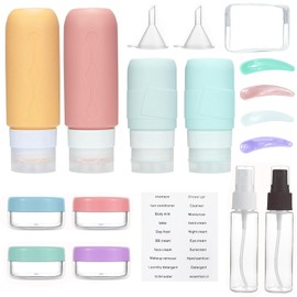 4 Pack Travel Bottles for Toiletries, TSA Approved, Travel Size Containers, BPA Free Leak Proof Tubs Refillable Liquid Accessories for Cometic Shampoo and Lotion Soap(90ml) (Grey) (Modern, Yellow)