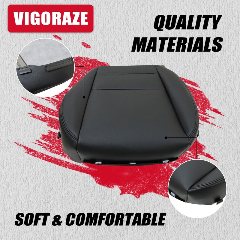 Vigoraze Driver & Passenger Bottom Replacement Seat Cover Black Compatible