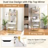 Costway 2-in-1 Vanity Table Set Flip Top Mirror Ladder Storage