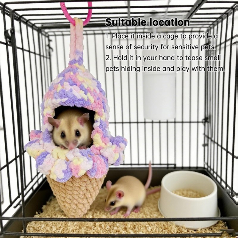 Plush Sugar Glider Bed, Hamster Hammock Bedding Hand-Woven Guinea Pig