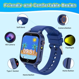 Cosjoype Upgrade Kids Smart Watch for Kids with 39 Puzzle Games HD Camera Video MP3 Player Habit Tracking Pedometer Flashlight 12/24 hr Kid Watches Gift for 4-12 Year Old Boys Toys for Kid