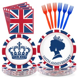 96Pcs Britain UK England Flag Party Decorations, Serves 24