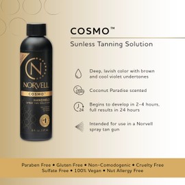 Norvell Spray Tan Solution Cosmo 8 fl oz – Professional Sunless Tanning Formula With a Blend of Warm Brown & Cool Violet Brown Undertones, Long Lasting Handheld Self Tanning Spray