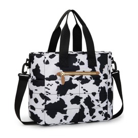 Tuwubi Women Lunch Bags for Work,Large Insulated Lunch Box with Pockets,Lunch Tote Bag for Office,School and Picnic (Cow Print)