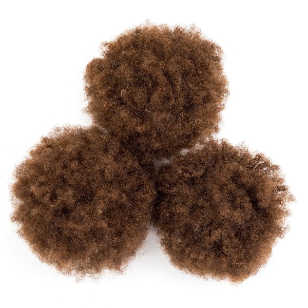 Teresa Afro Kinky Bulk Human Hair for Dreadlocks Extensions,Loc Repair, Ideal for Making Locs,Repair Extensions,Human Los Extensions,Twists or Braids 3 Bundles/Package #4 Medium Brown Color
