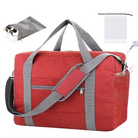 For Spirit Airlines Personal Item Bag 18x14x8 with Wet Pocket Foldable Travel Duffel Bag Underseat Carry on for Men Women(25LRed)