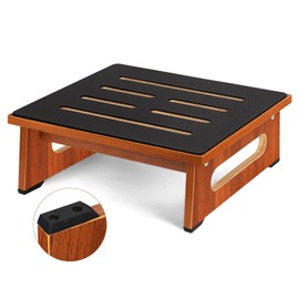 Step Stool, Bed Steps for High Beds for Adults with Non-Slip Rubber Stepping Surface and Handles, 450 LBS Capacity for Bedroom Kitchen Bathroom, or Bedside, Senior Support (Brown)