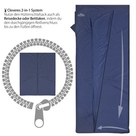 Outdoro Sleeping Bag, Ultra Light Travel Sleeping Bag, Only 350 g, Made of Pure Cotton with Cushion Compartment, Thin and Small, Lining, Travel Sheet