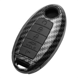 TANGSEN Funda para llavero gris Patrón de fibra de carbono ABS Funda de silicona negra para INFINITI JX35 Q50 Q60 QX56 QX60 QX80 para NISSAN ALTIMA ARMADA MAXIMA MURANO PATHFINDER ROGUE Control remoto de entrada sin llave de 5 botones