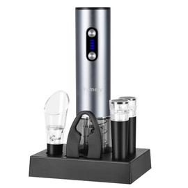 Yomety Electric Wine Opener with Base, Rechargeable Electric Wine Bottle Opener with 2-in-1 Aerator &Pourer, Foil Cutter and 2 Wine Stoppers,Wine Accessories Wine Gifts for Wine Lovers