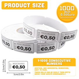 WJMY 1000 Sheets Food Stamps & Beverage Marks Consecutive Numbering Easy Tear Off for Parties Amusement Parks Pubs Weddings