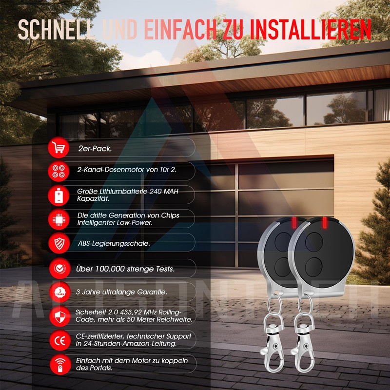 2 x Garage Door Opener Remote Control for Ecostar RSC2,