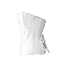 Chicastic White Satin Sexy Strong Boned Corset Lace Up Overbust Waist Cincher Bustier Bodyshaper Top - XXL
