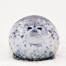 Blivener Chubby Blob Seal Pillow Stuffed Cotton Plush Animal Toy Cute Ocean Pillow Pets Grey Small