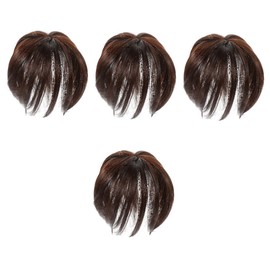 BIUDECO 4pcs Root Touch up Hair Bangs Women Clip Fringe Hair Extensions Fashionable Wig Bangs Comfortable Mesh Headband for Daily Wear