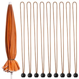 Woanger 12 Pcs Umbrella Strap for Parasol Patio Umbrella Bungee Strap with Ball for Multipurpose(Brown)