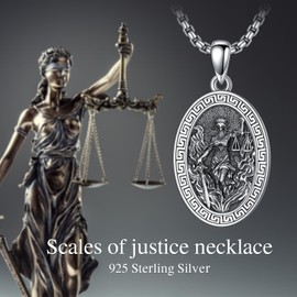 MEIDERBO Scales of Justice Necklace 925 Sterling Silver Balance Medal Pendant Scales of Justice Jewery Graduation Gift for Men Women Lawyer Law