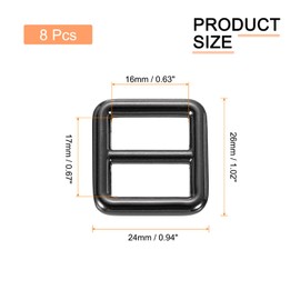 sourcing map Slide Buckle, 8Pcs 2" - Zinc Alloy Slider Tri-glide Buttons, Rectangle Belt Keeper Slider for Purse Leathercraft Bag Webbing Strap adjuster (Gunmetal)