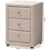 Baxton Studio Tessa 3 Drawer Fabric Upholstered Nightstand in Beige
