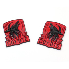 Mnneryss Pair Custom Dark Horse Style Coyote Emblems Door Left Right 3D Badge Compatible with 2011-2024+ Mustang F150,Universal Car Vehicle, Truck, Motorcycle (Black Red)