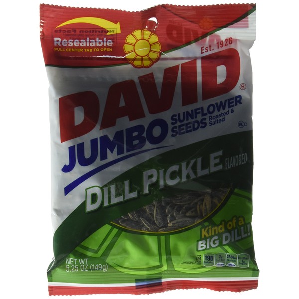 David Jumbo DILL PICKLE Sunflower Seeds, Roasted and Salted (3 Pack) 5.25 oz each