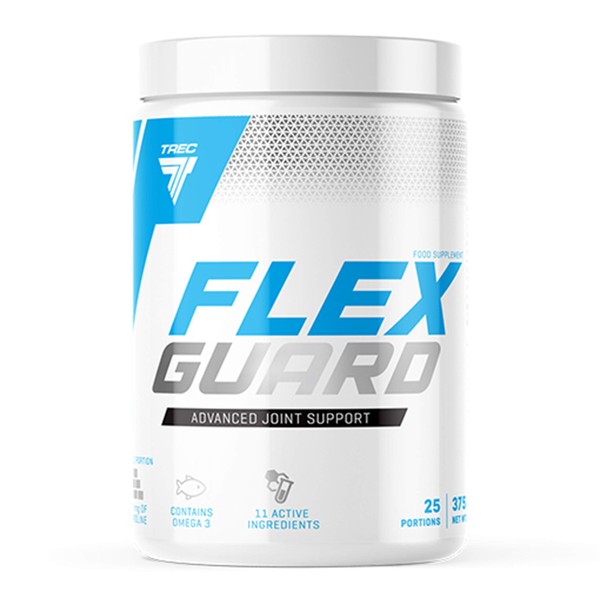 Trec Nutrition Flex Guard 1 Pack x 375 g - Supplement for Joints - Powder - Collagen Type I - MSM - Glucosamine Sulphate - Collagen - Omega 3 - Calcium - Hyaluronic Acid (Orange Mango)