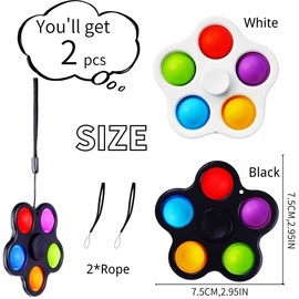 Yeefunjoy Fidget Toys Set of 2, Pop Fidget Sensory Push Fidget Pop Simple Fidget Toy Easy Stress Relief for Children Adults Party Gifts Gift Bag Filler Sensory Fidget Toy