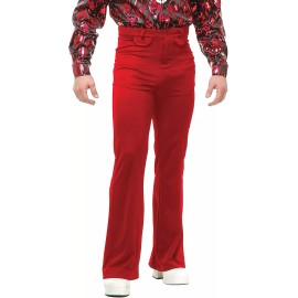 Charades Red DISCO PANTS 70s adult bell bottoms couples retro mens costume 42 Waist