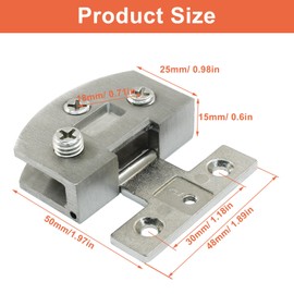 Waziaqoc 2 Pcs Cabinet Glass Door Hinge, 90 Degrees Frameless Glass Door Hinge, Silver Gate Hinges Replacement Parts for Wine Cabinet Clamp Gate