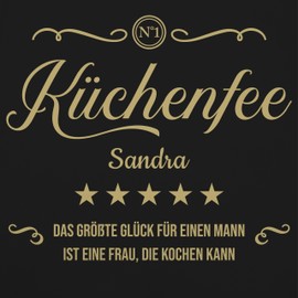 Geschenk mit Namen personalisiert by Shirtracer - Apron - Cooking Apron Women - Küchenfee N1 with Name and Saying Customisable, 3 Black