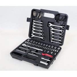 MECHMAX 121 Piece Mechanic Tool Set, 1/4 & 3/8 Inch Drive Metric & Standard Socket Wrench Kit, for General, Home, Car, Mechanics, Automotive Repair Tool Kit and as A Gift
