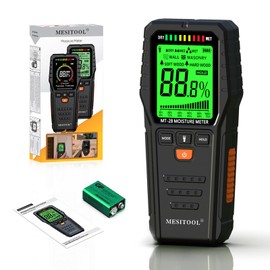 MEISITOOL Wood Moisture Meter with Backlight LCD Display Water Leak Detector Digital Moisture Meter for Wood, Firewood, Walls, Plaster, Masonry