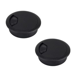 2 Pcs 60mm Desk Cable Grommets - Black Desk Cord Grommet Round Plastic Cord Hole Cover for Office/Home, Wire Grommet for Cable Management, Wire Cable Management Organizer
