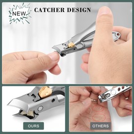 Unaone Nail Clippers- 2024 Upgrade Stainless Steel German Nail Clippers for Thick Nails, Ultra Sharp Beveled Fingernail and Toenail Clipper Cutter with Nail File