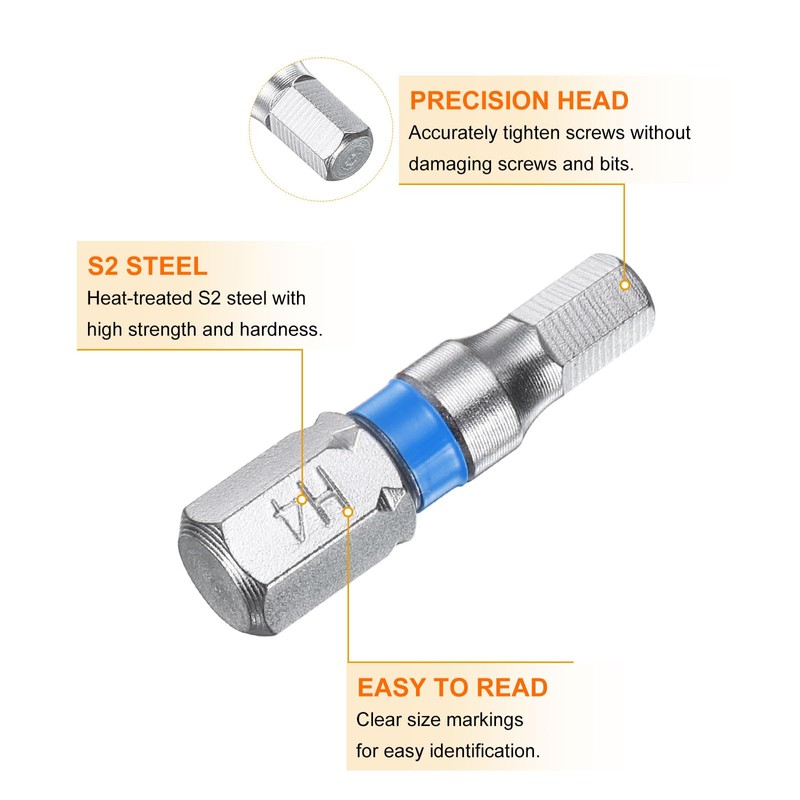 sourcing map 10pcs Hex Screwdriver Bit H4 1/4" Hex Shank
